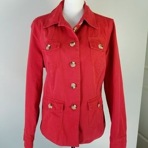 Isaac Mizrahi red cotton twill casual jacket